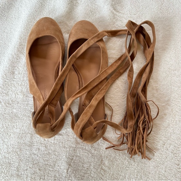 SIGERSON MORRIS DESIGNER SOFT SUEDE TAN ANKLE WRAP BALLET FLATS SIZE 8 NWT - Picture 9 of 11